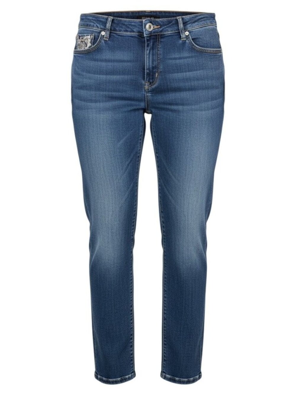 Secrets Collection Womens Embroidered Straight-Leg Jeans 14W Average Dark Wash